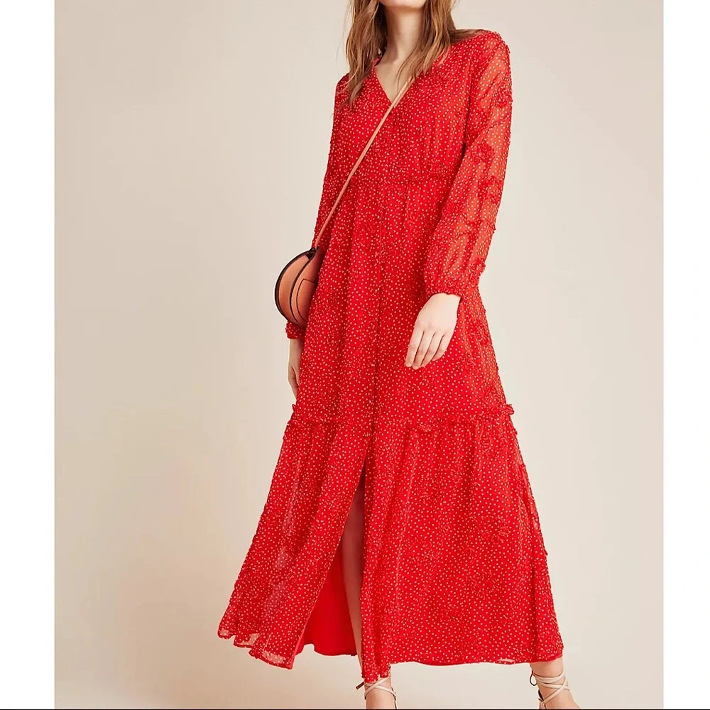 Anthropologie Sz L Textured Buttondown Maxi Dress by Sunday in Brooklyn EUC - Picture 1 of 6